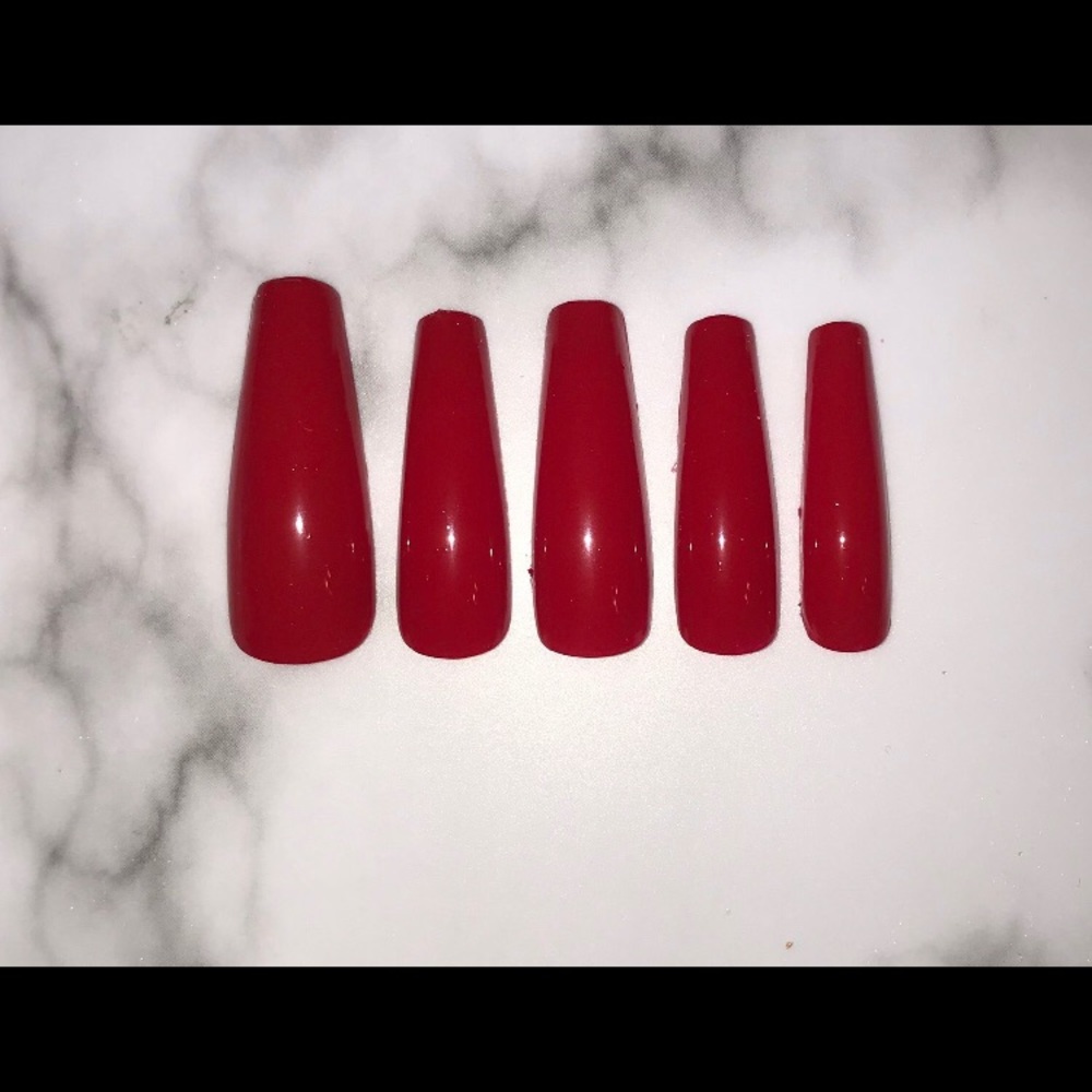 Red plain press on nails